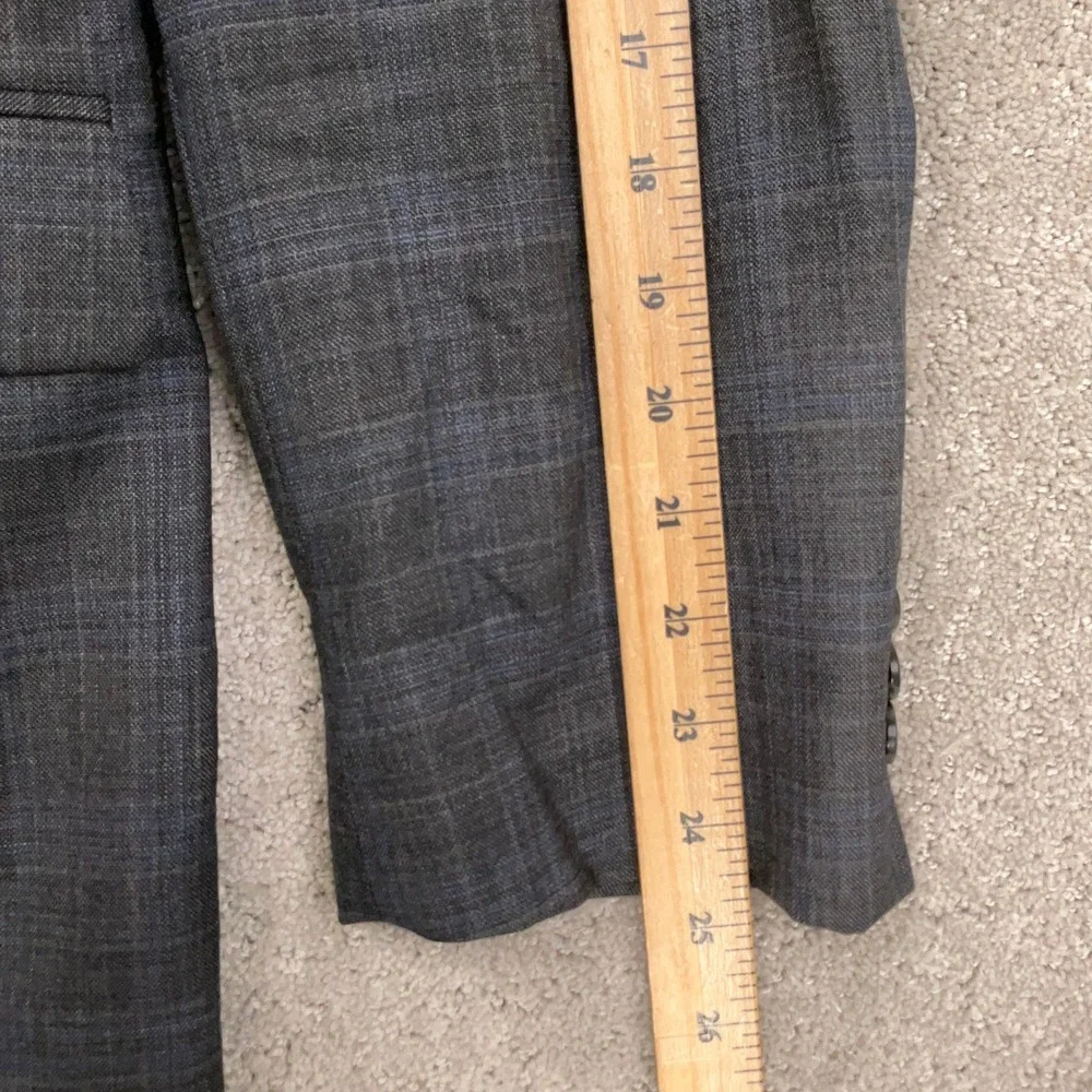 Jos. A. Bank Blazer Mens 43R Gray Blue Plaid Tailored Wool Stretch